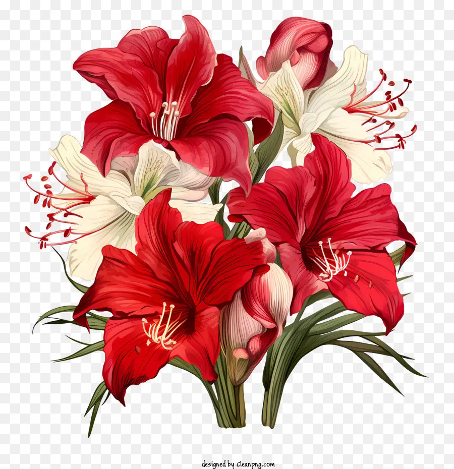 Fleur D'amaryllis，Fleurs Rouges PNG