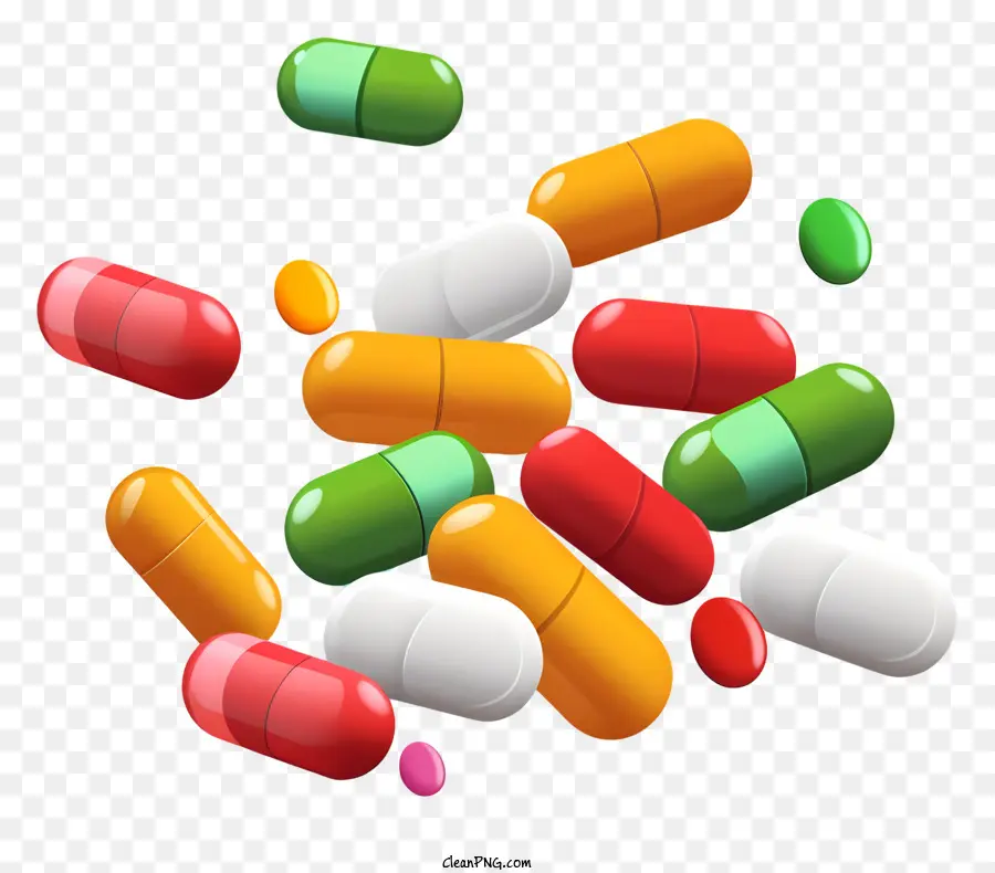 Pilules Multicolores，Pilules Se Répandant PNG