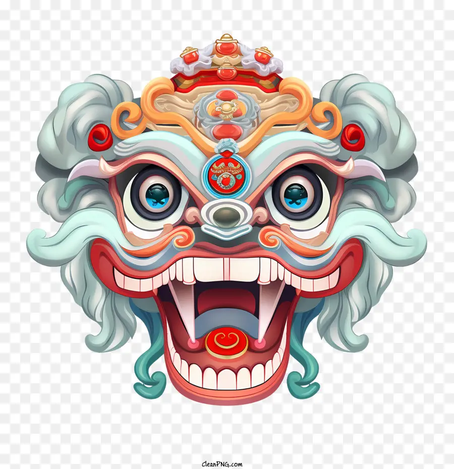 Tête De Danse Du Lion Chinois，Masque Coloré PNG