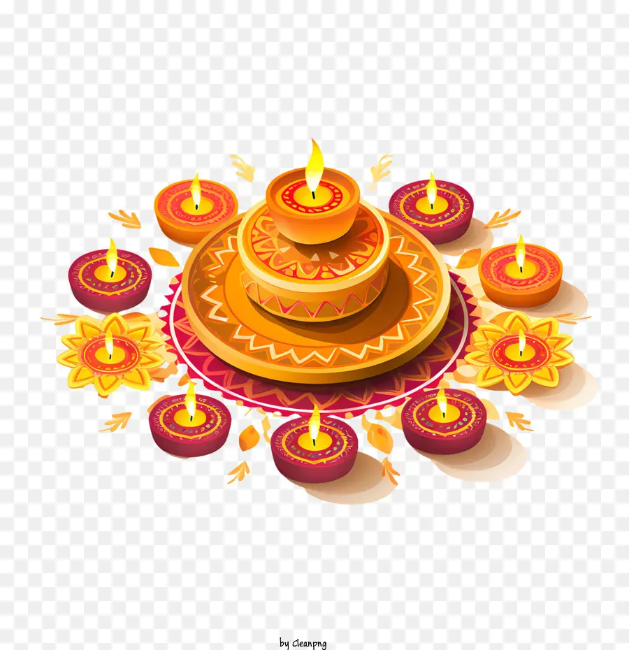 Diwali Rangoli Et Diyas，Lampes Diwali PNG