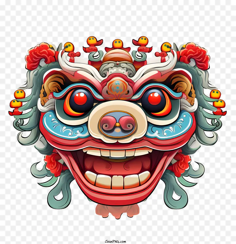 Tête De Danse De Lion Chinois，Masque PNG