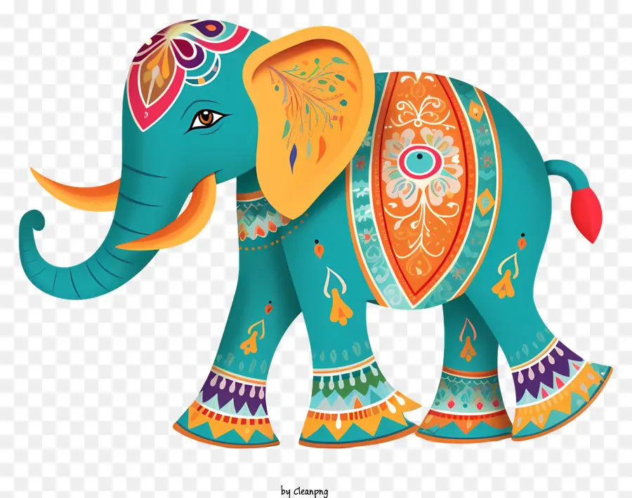 L'éléphant，Motif Décoratif PNG