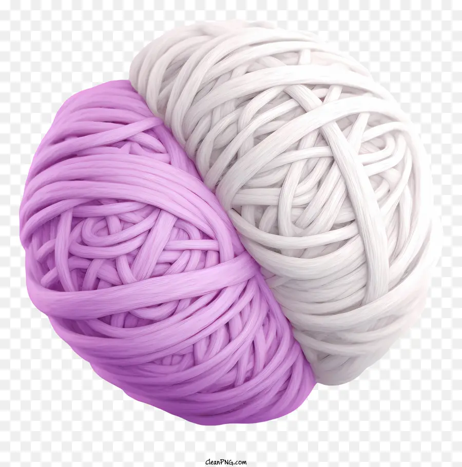 Boule Tricotée，Pelote De Laine Violette Et Blanche PNG