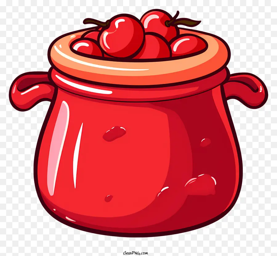 Pot En Céramique Rouge，Pot De Cerises PNG