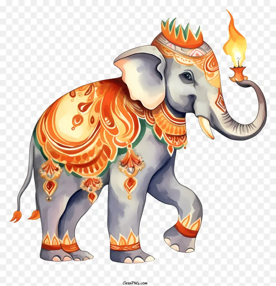 L'éléphant，Indien Traditionnel Costume PNG