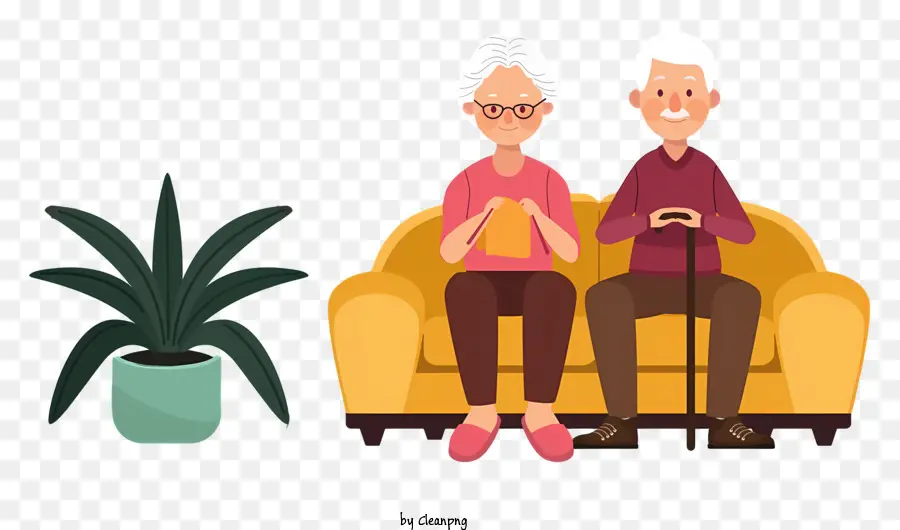 Couple De Personnes âgées，Salon PNG