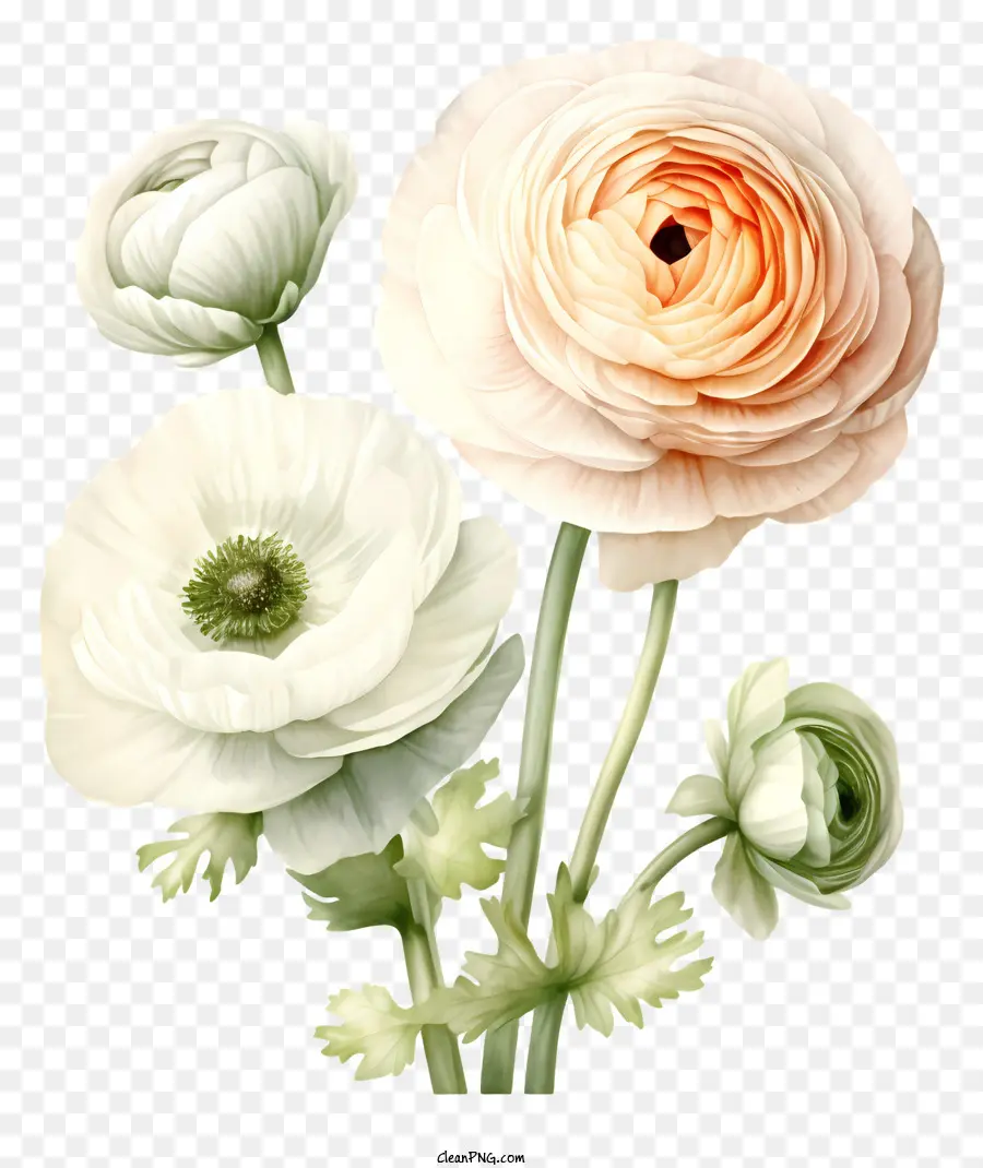 Fleurs De Pavot Blanc，Fleurs De Renoncule PNG