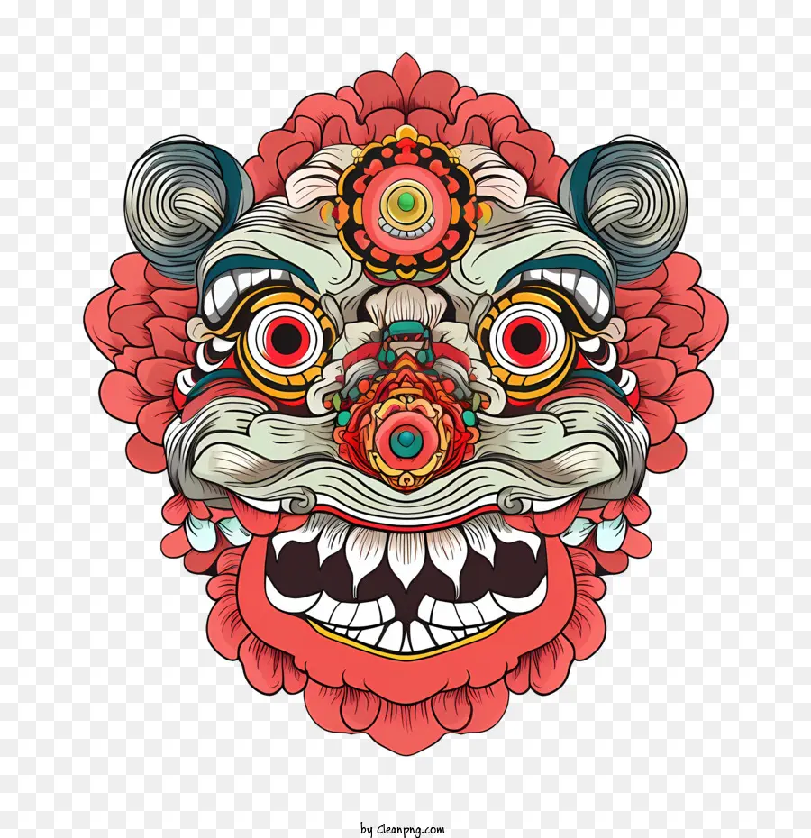 Tête De Danse Du Lion Chinois，Masque Coloré PNG