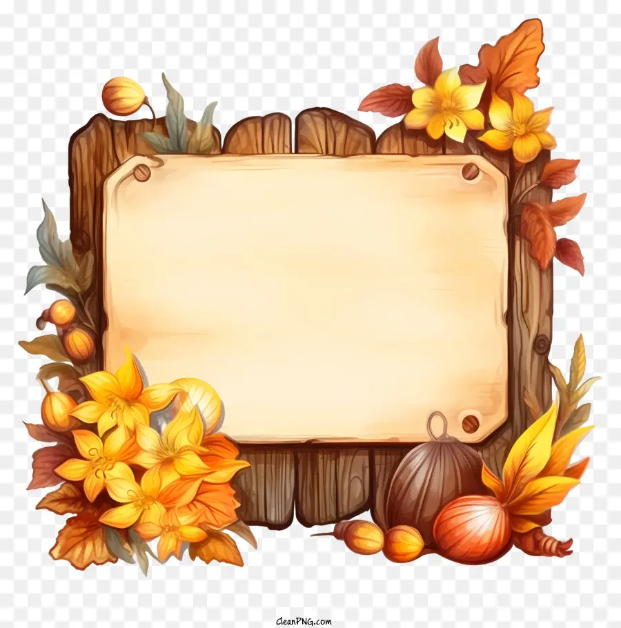 Panneau En Bois，Automne Décoration PNG