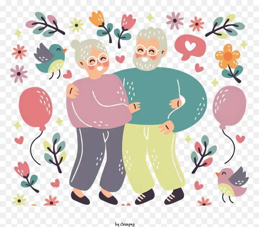 Couple De Personnes âgées，étreindre PNG