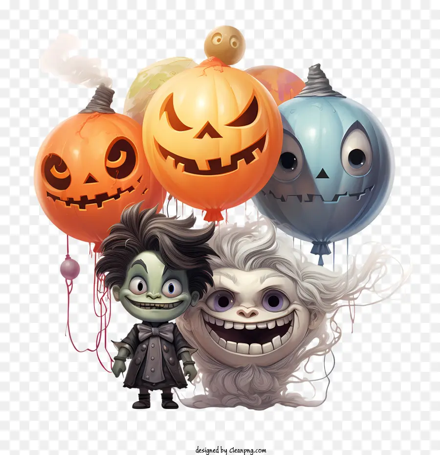 Halloween Ballons，Skellington Jack PNG