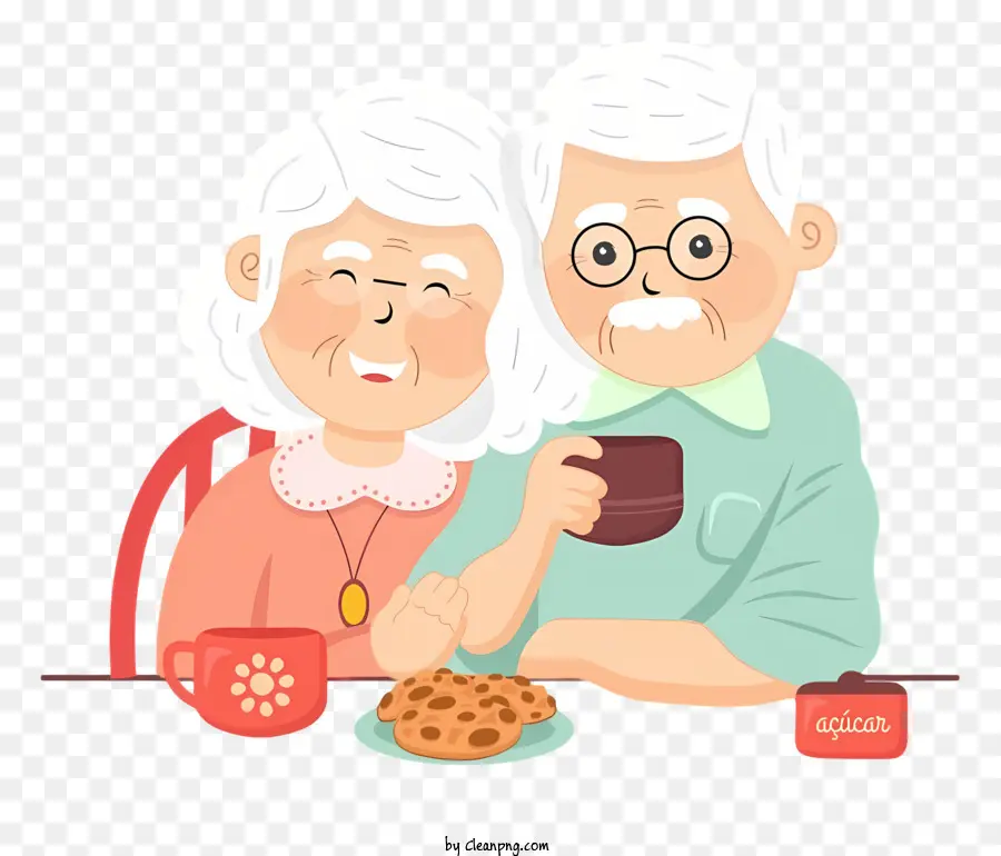 Couple De Personnes âgées，Café PNG