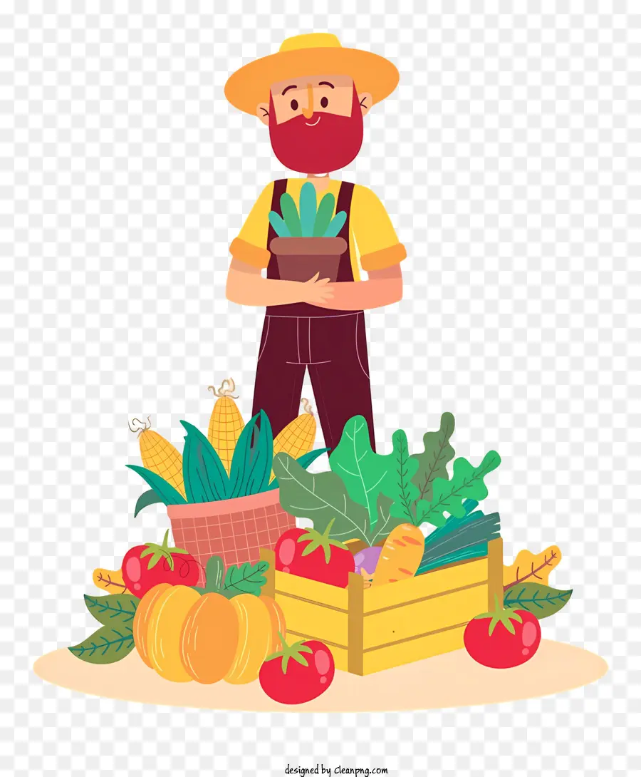 Jardinage，Fermier Avec Des Légumes PNG