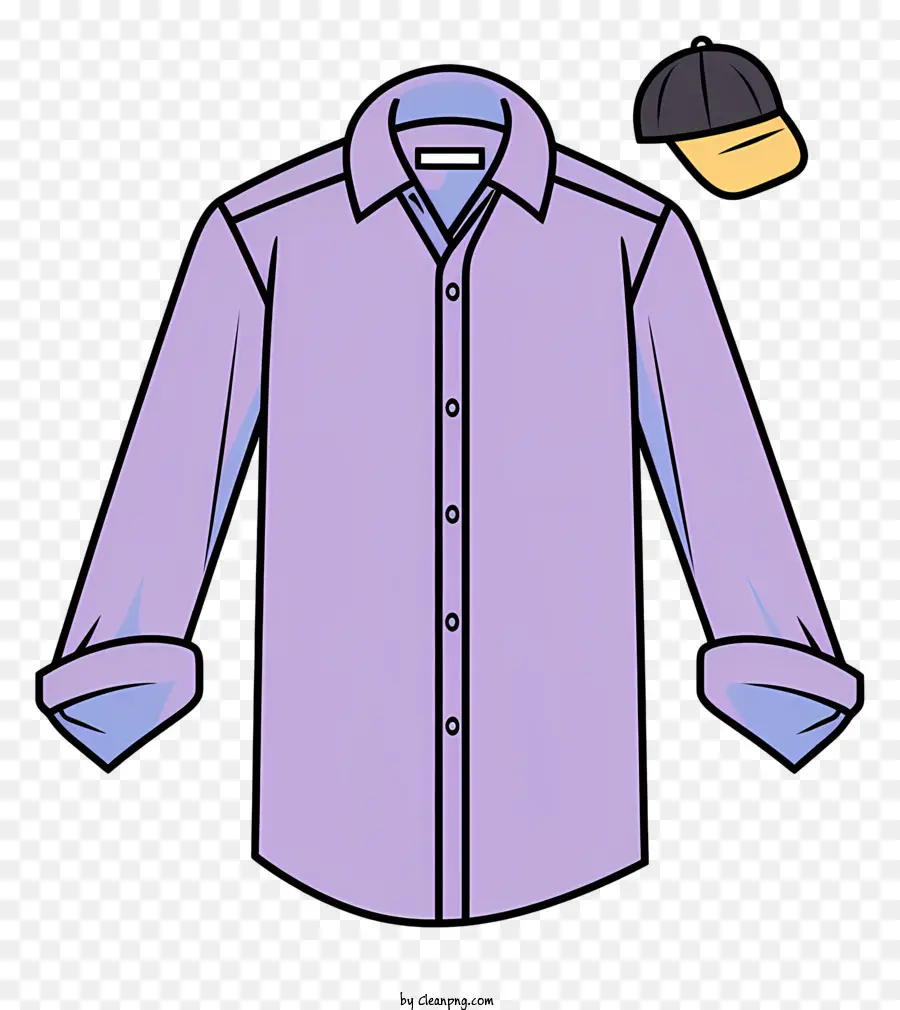 Chemise Boutonnée Violette，Chemise Et Casquette PNG