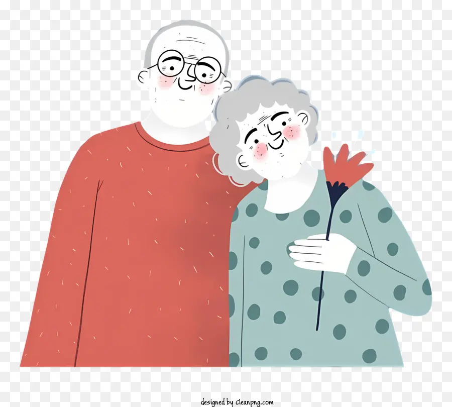 Couple De Personnes âgées，Tenues Rouges Et Vertes PNG