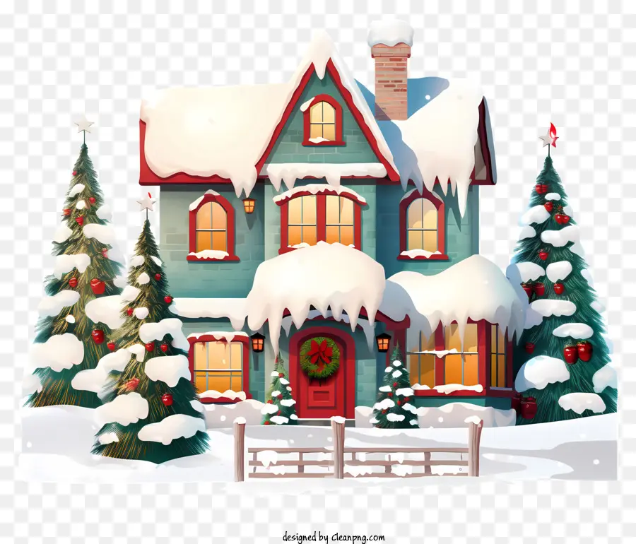 La Maison De Noël，Palette De Couleurs Bleu Et Blanc PNG