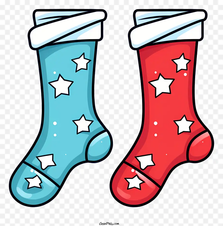 Chaussettes Rouges Et Bleues，Chaussettes étoiles PNG