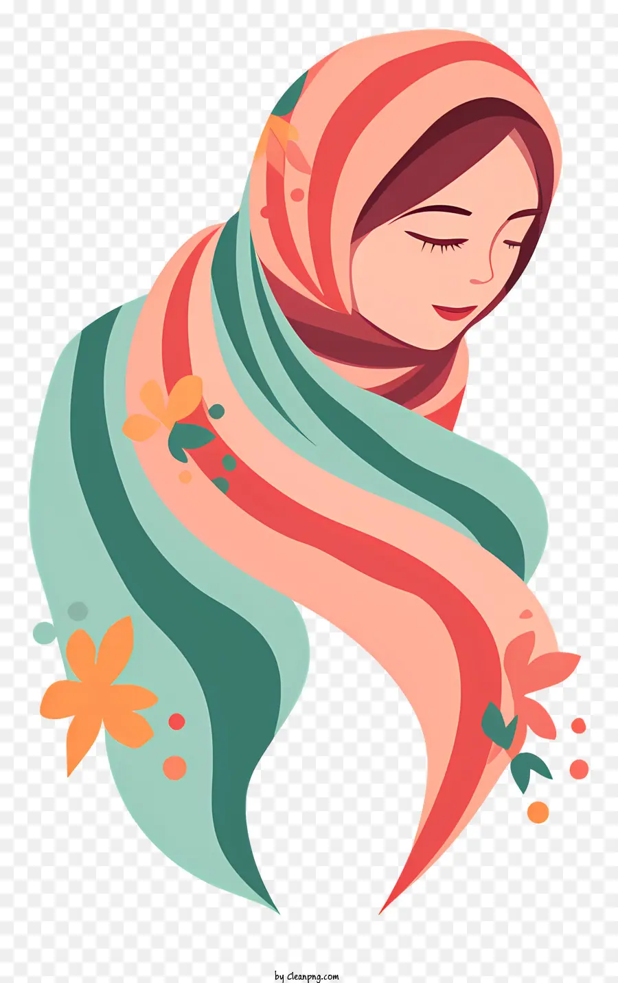 Femme En Hijab，Hijab Coloré PNG