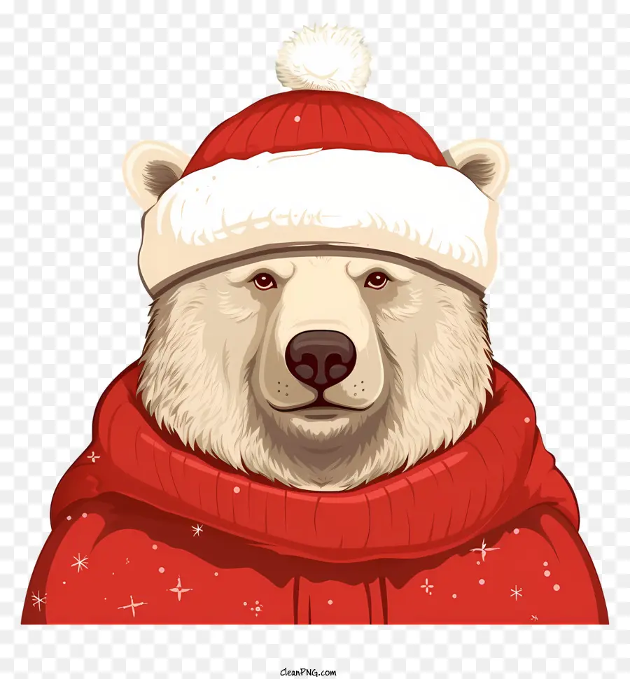 Ours Blanc，Pull à Capuche Rouge PNG