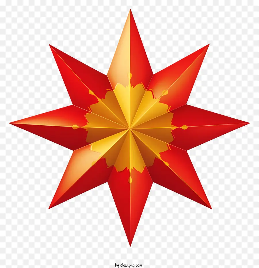 Le Red Star，Rayons Dorés PNG