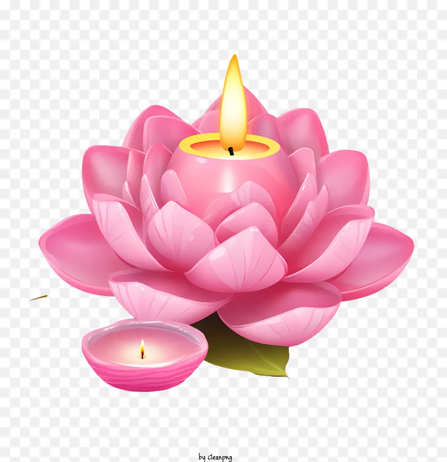 Bougie Fleur De Lotus，Bougie Rose PNG