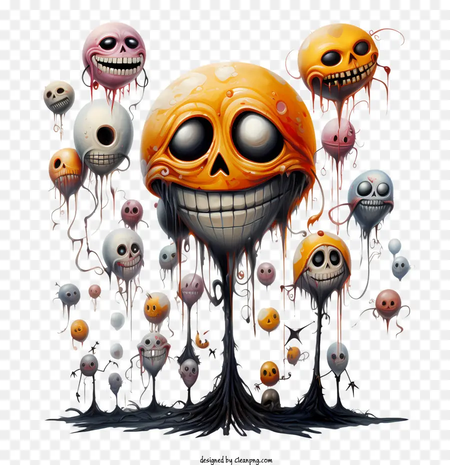 Ballons D'halloween，Crânes Flottants PNG