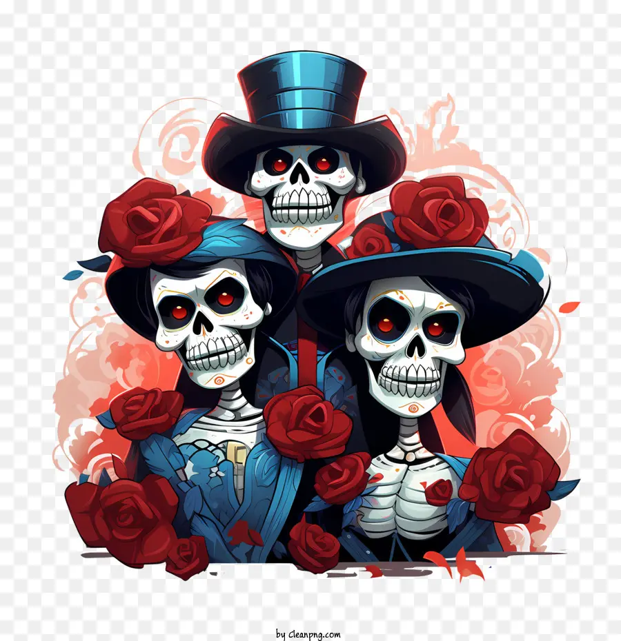 Dia De Los Muertos，Couple De Squelettes PNG