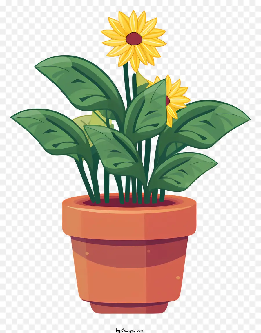 Pot De Fleur，Fleurs Jaunes PNG