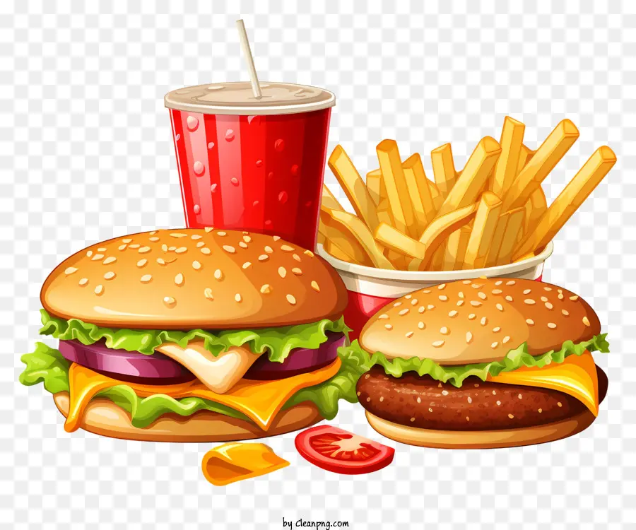 Hamburger，Burger Et Boisson PNG