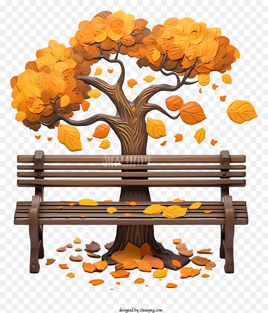 En Bois Banc De Parc，Les Feuilles De L'automne PNG