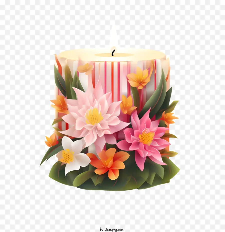 Fleur De Lotus Aux Bougies，Fleur PNG