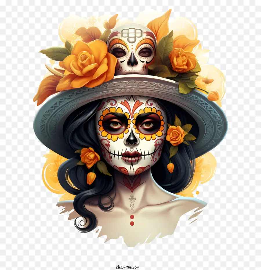 Dia De Los Muertos，Crâne De Sucre PNG