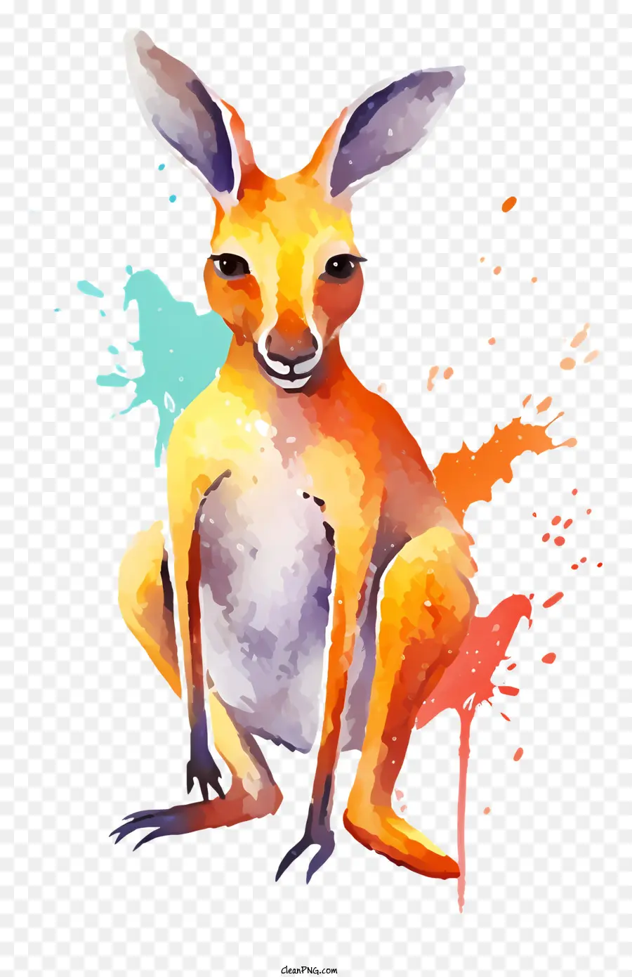 Kangourou Jaune，Coloré De Peinture PNG