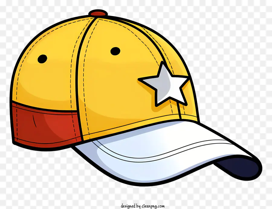 Casquette De Baseball Jaune，Logo Star White PNG