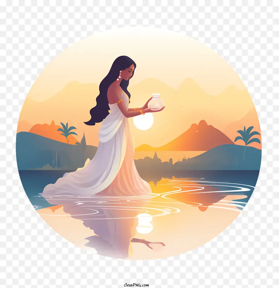 Chhath Puja，Femme Avec Pot PNG