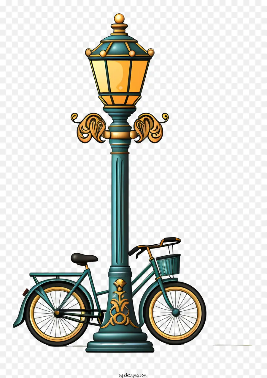 Vélo Vintage，Lampadaire PNG