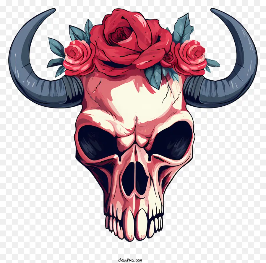 Décor De Crâne，Roses Sur Le Crâne PNG