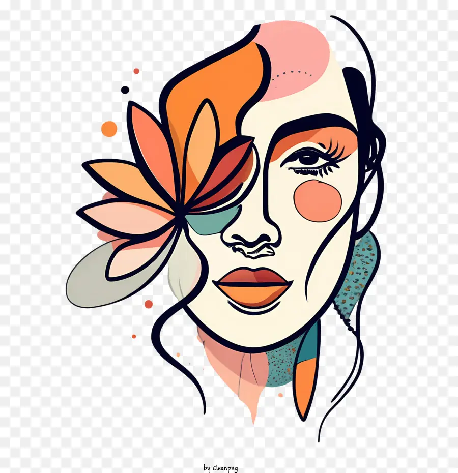 Visage De Femme，Art Du Visage Floral PNG