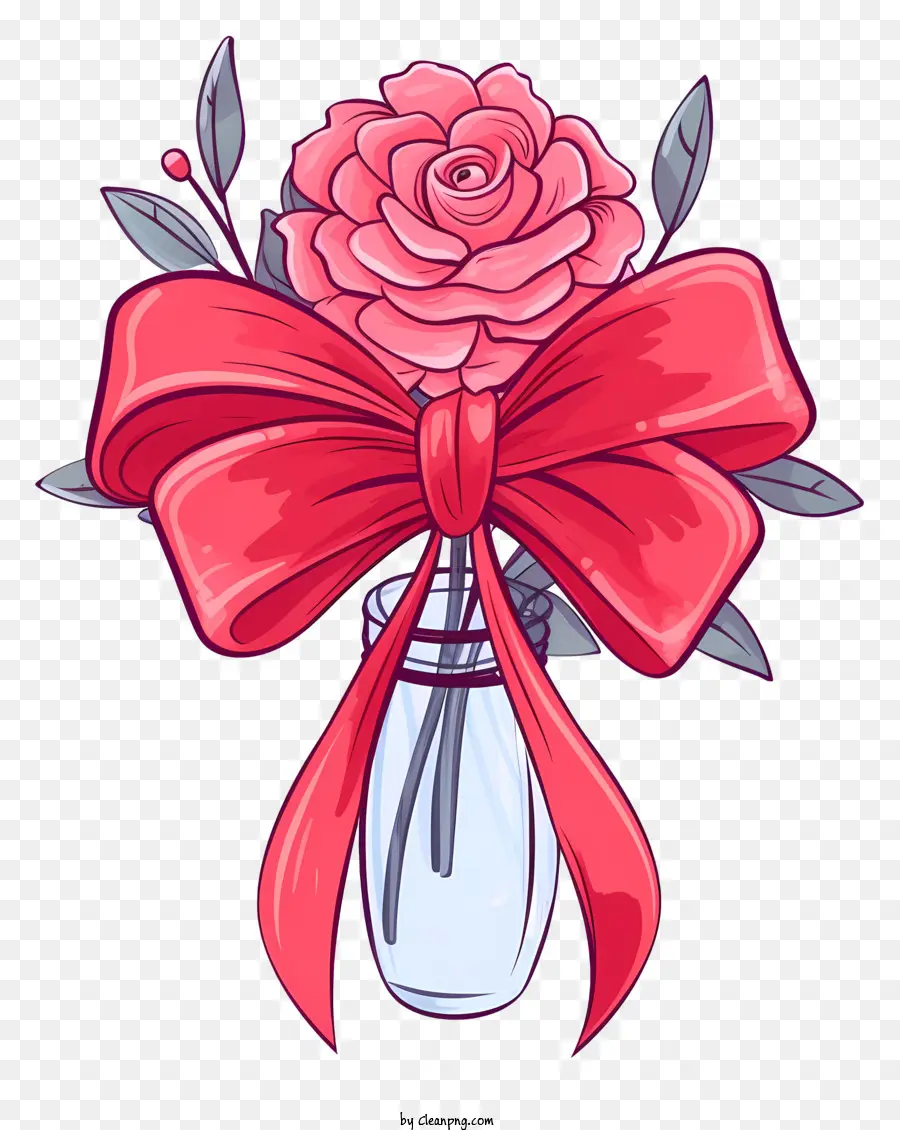 Roses Rouges，Rose Rose Avec Ruban Rouge PNG