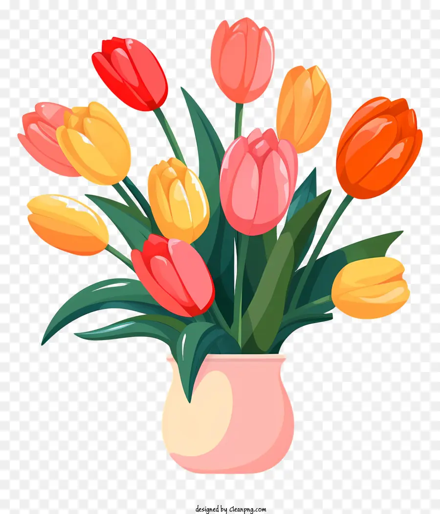 Rose Vase，Tulipes Colorées PNG