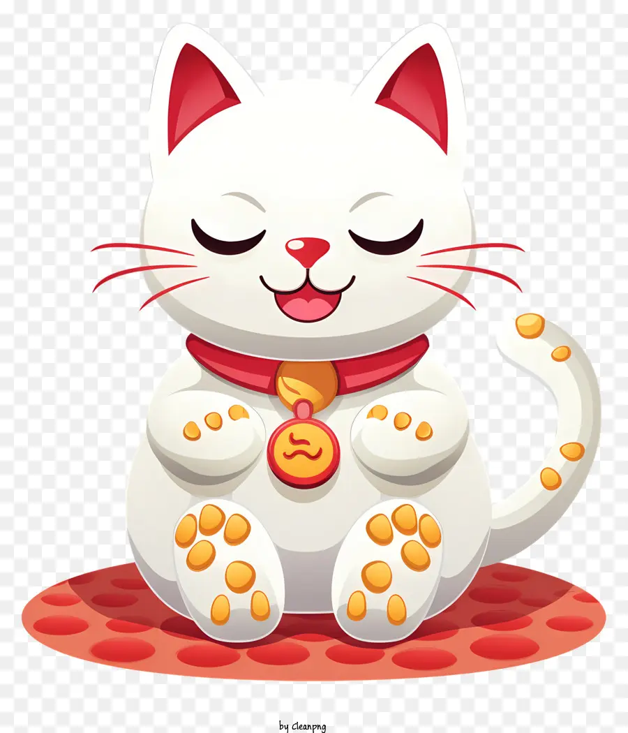 Chat Blanc，Collier En Or PNG