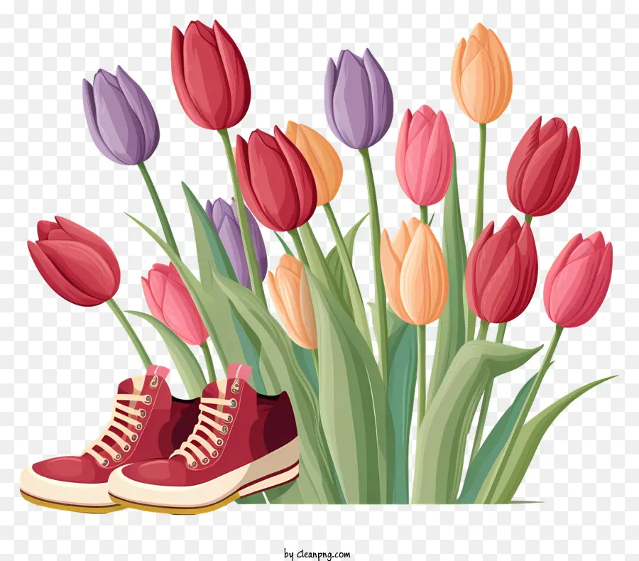 Les Tulipes，Chaussures Rouges PNG