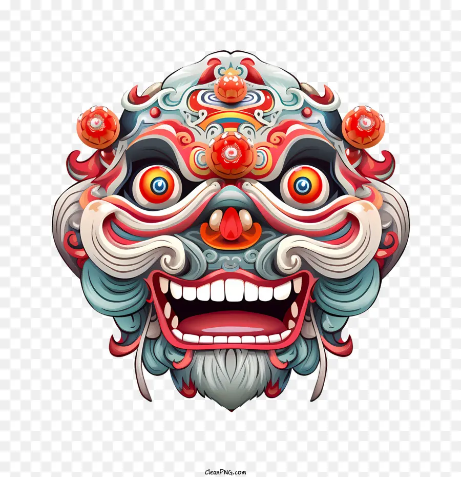 Tête De Danse De Lion Chinois，Masque PNG