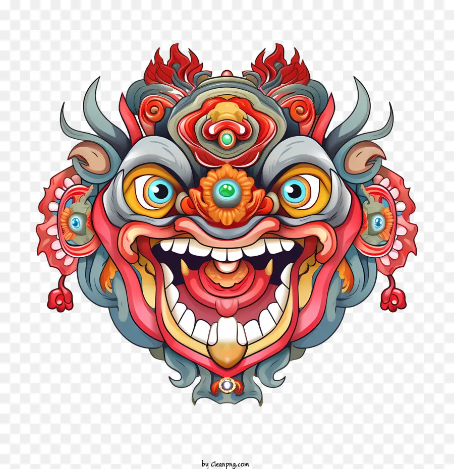 Tête De Danse De Lion Chinois，Démon PNG