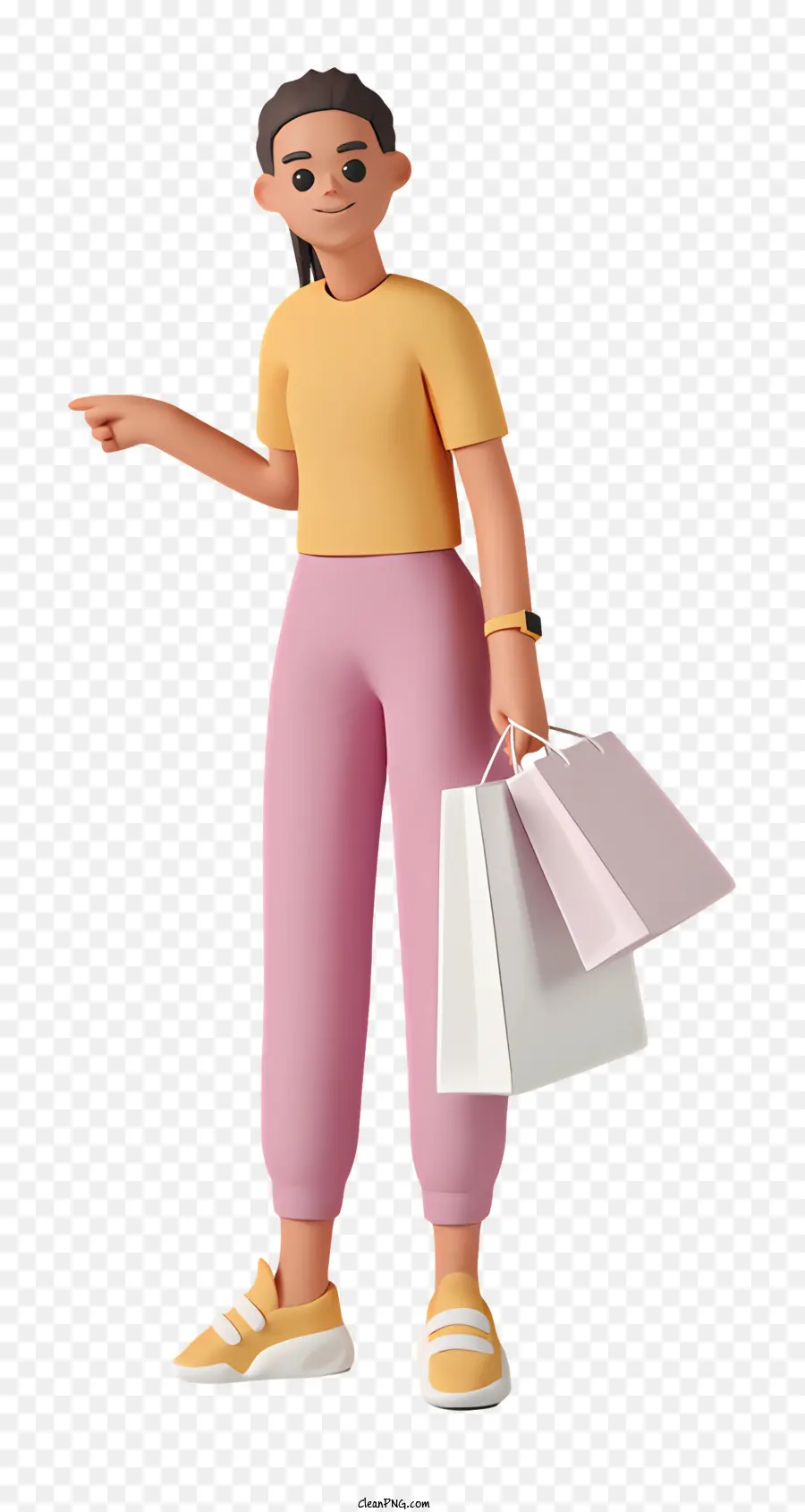 Femme Illustration，Sac Shopping PNG