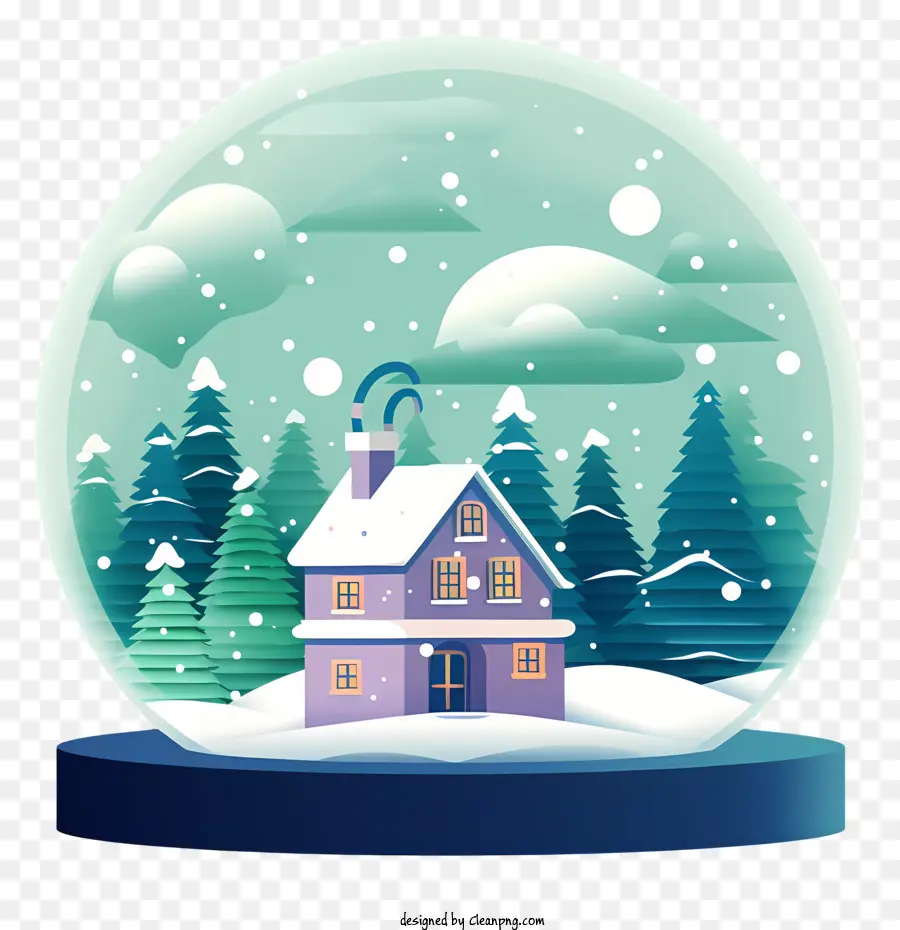 Snow Globe House，Paysage De Nuit D'hiver PNG