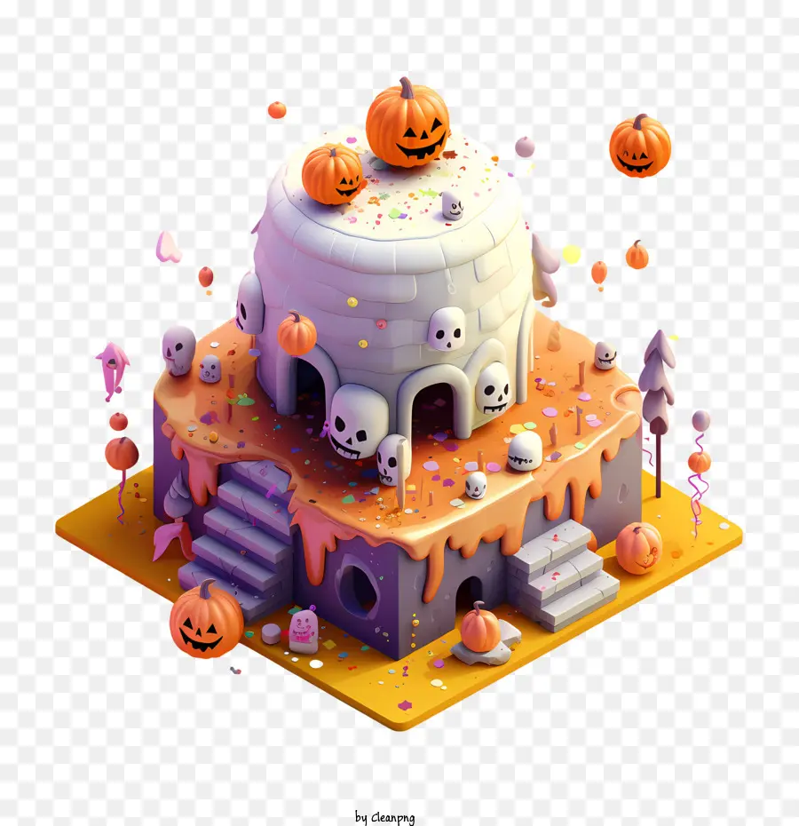 Gâteau D'halloween，Maison D'halloween PNG