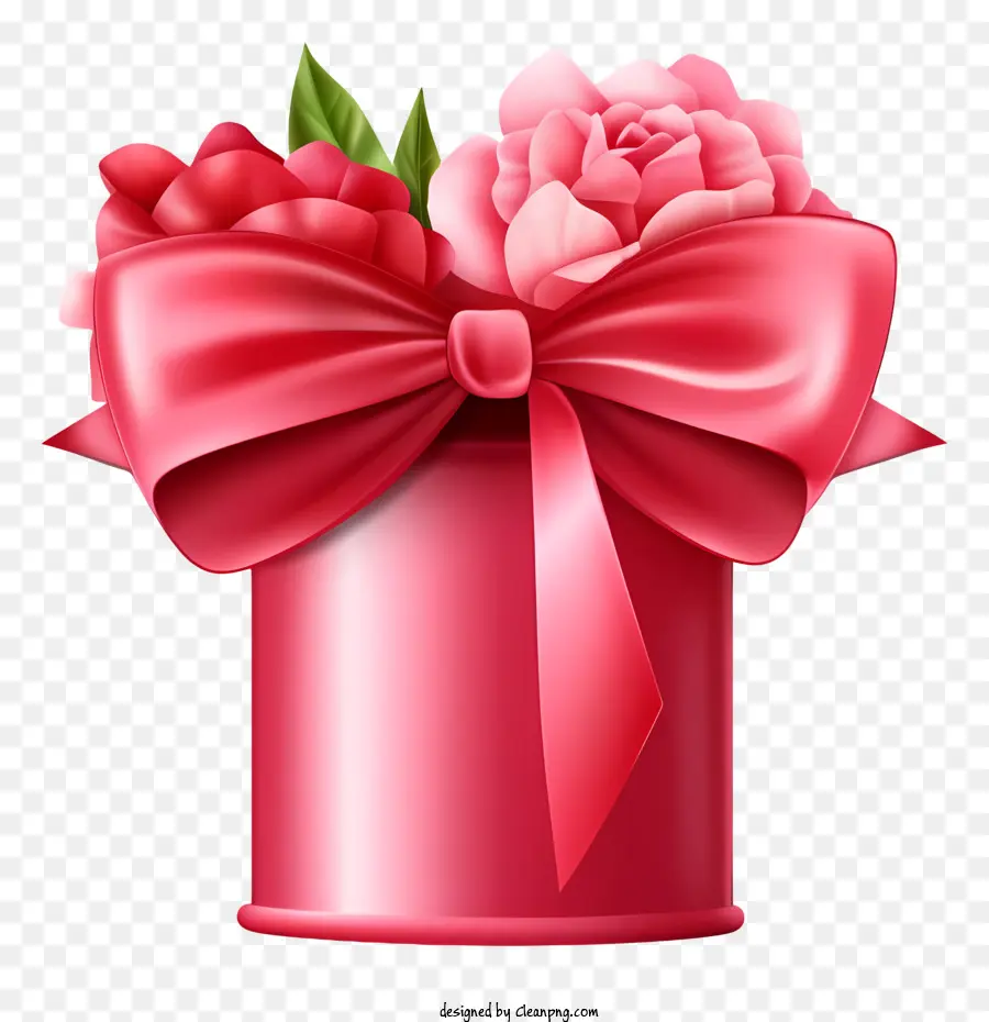 Boîte Rose，Coffret Cadeau Avec Des Fleurs PNG