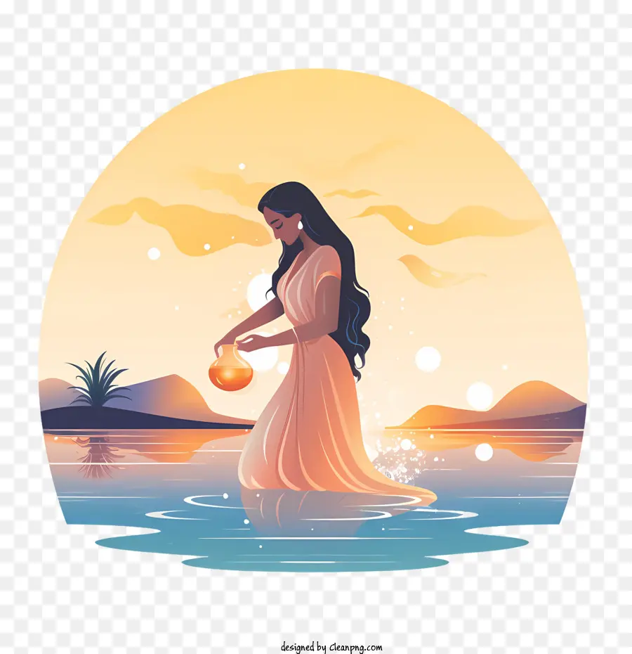 Chhath Puja，Femme Avec Pot PNG