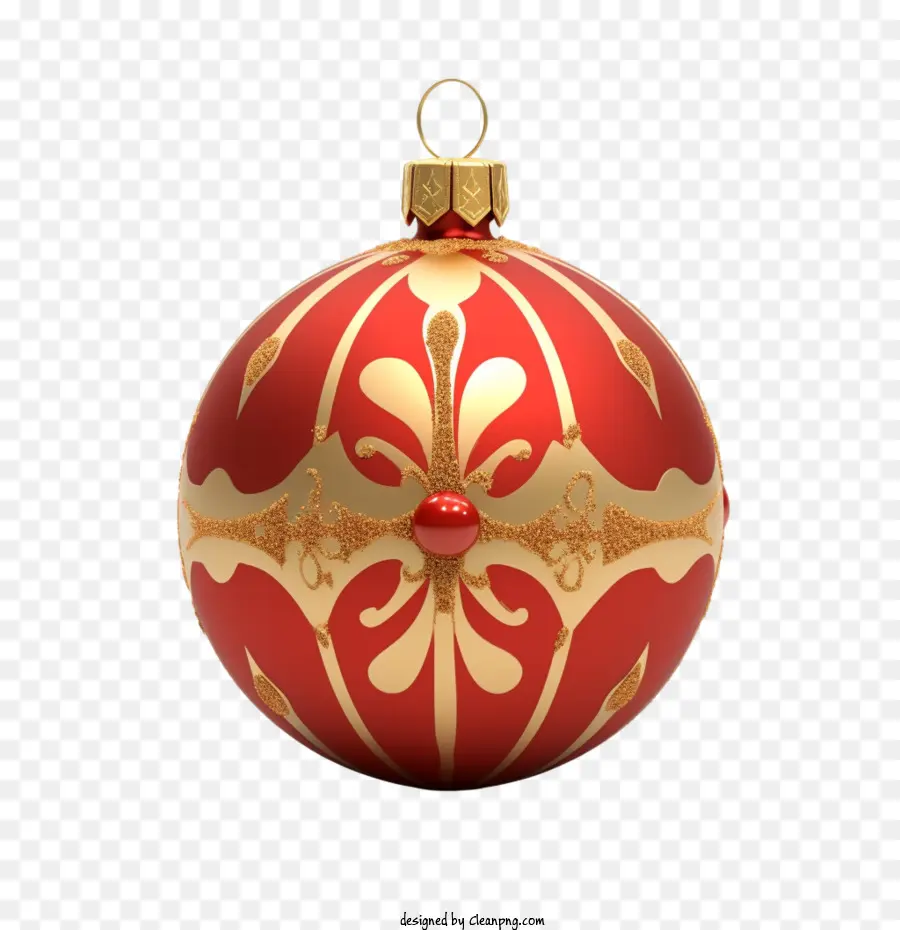 Boule De Noël，Ornement Rouge Et Or PNG